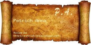 Petrich Anna névjegykártya